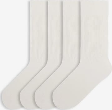 Von Jungfeld Socken 'Fine Ribbed' in Weiß: Vorderseite