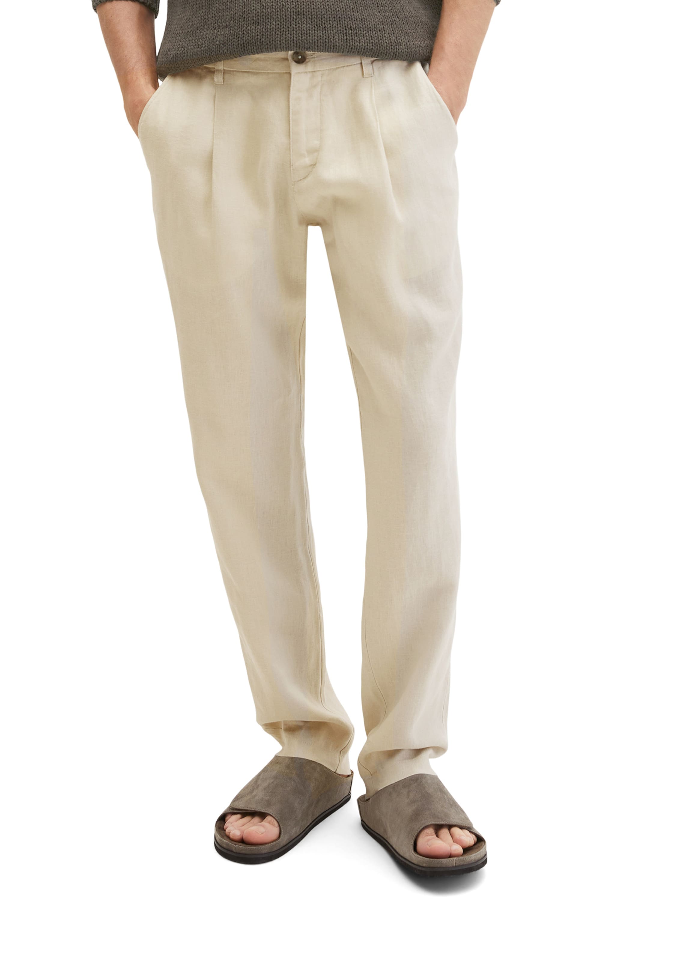 Marc O'Polo Tapered Pleat-front trousers 'Osby' in Beige: front