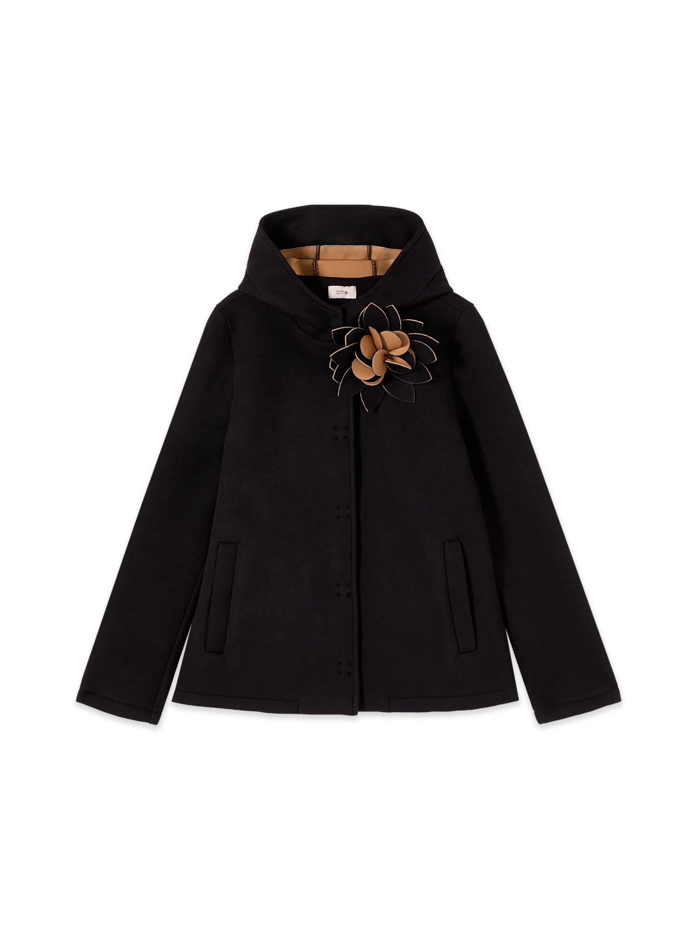Cappotto di mezza stagione di oltre in nero: frontale