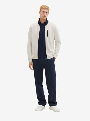 TOM TAILOR Zip-Up Hoodie in Beige