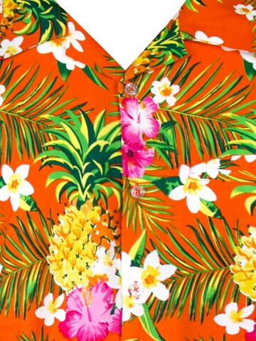 King Kameha Regular Fit Hemd 'Pineapple Flowers' in Orange