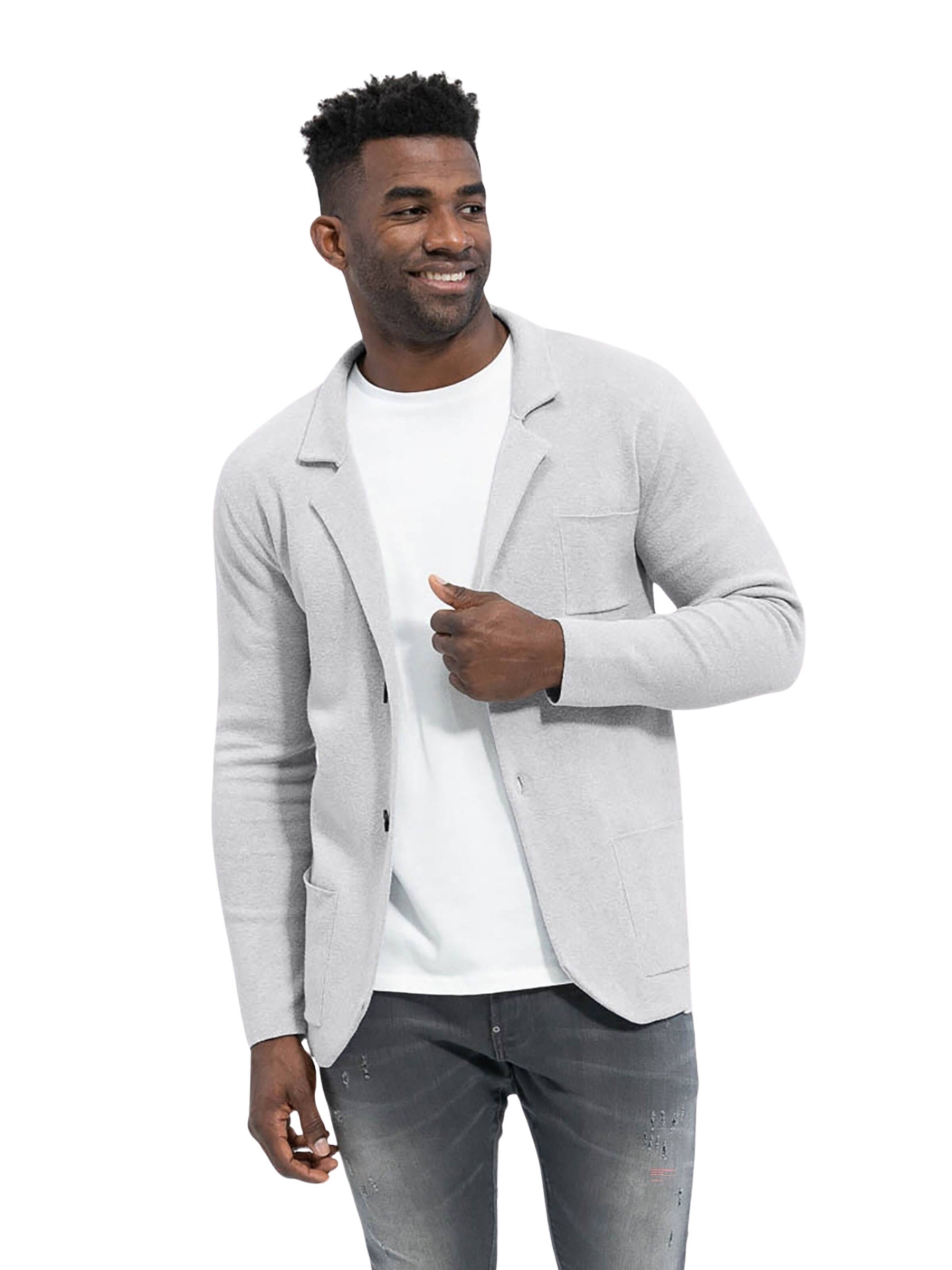 Key Largo Slim fit Colbert 'JAN' in Grijs: voorkant