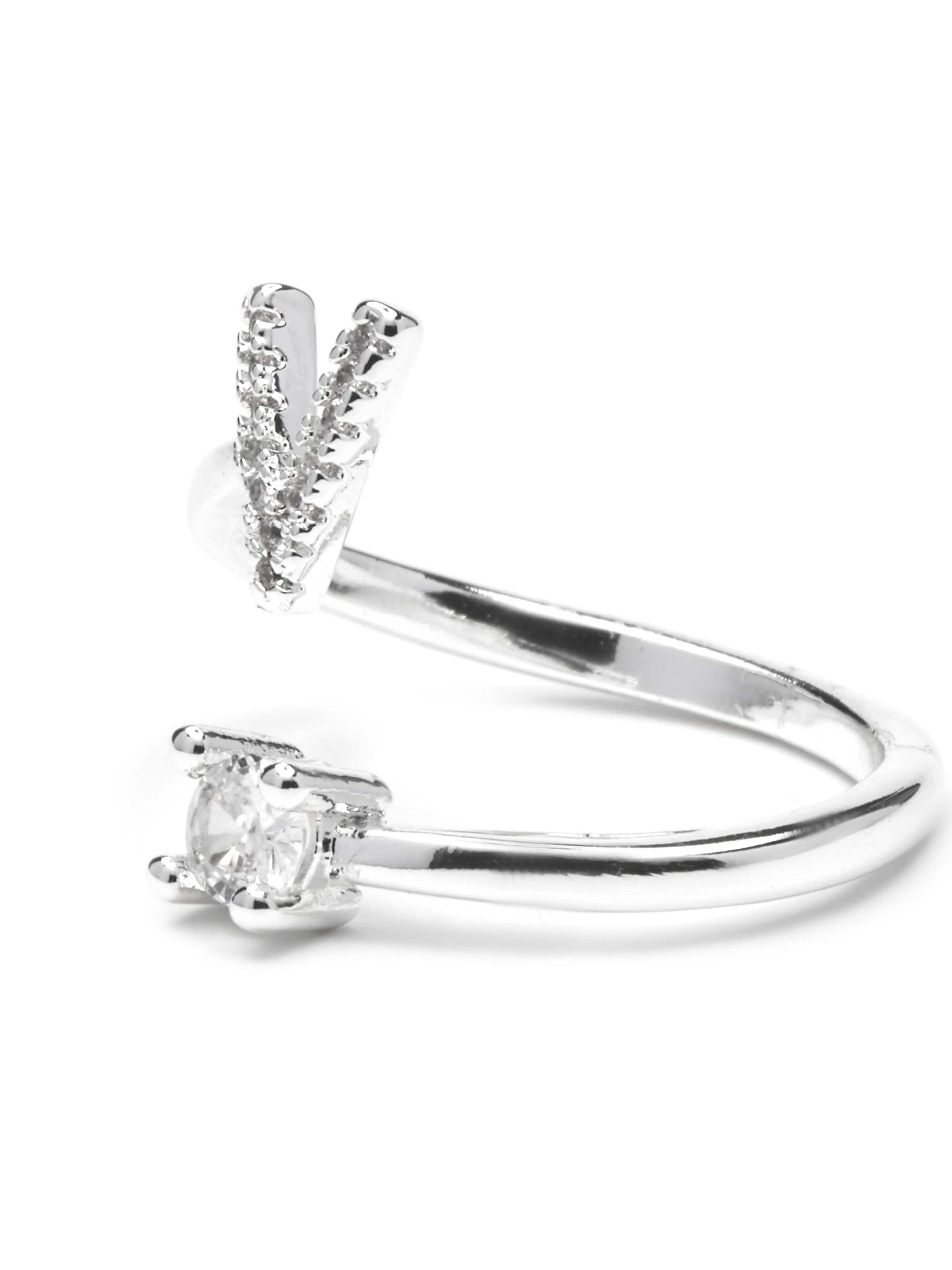 Luxenter Ring 'Alphabet  V' in Zilver