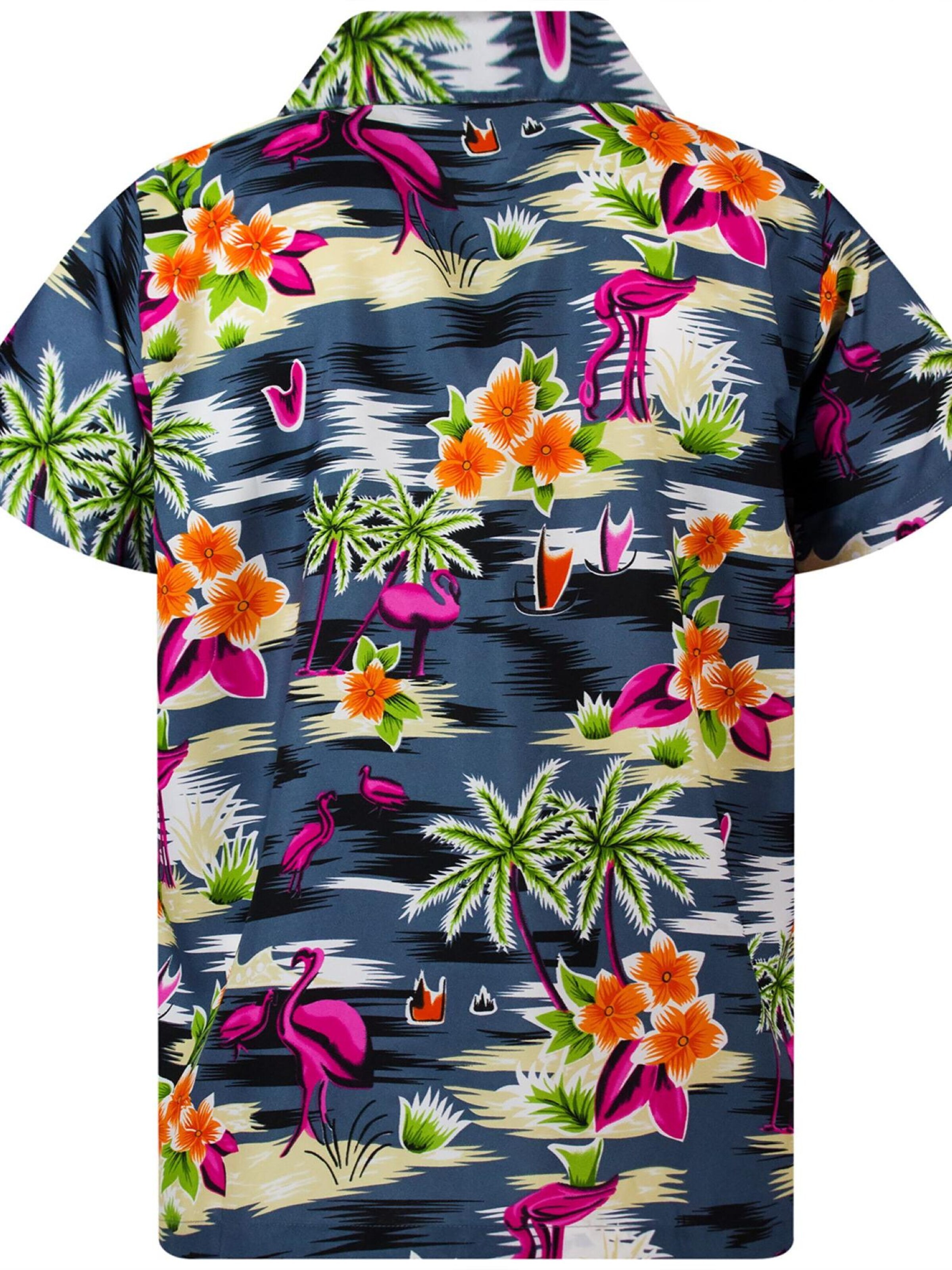 King Kameha - Camiseta 'Flamingos' en negro
