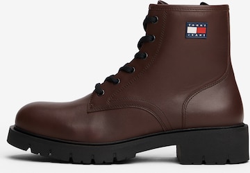 Tommy Jeans - Botines con cordones en marrón: frente