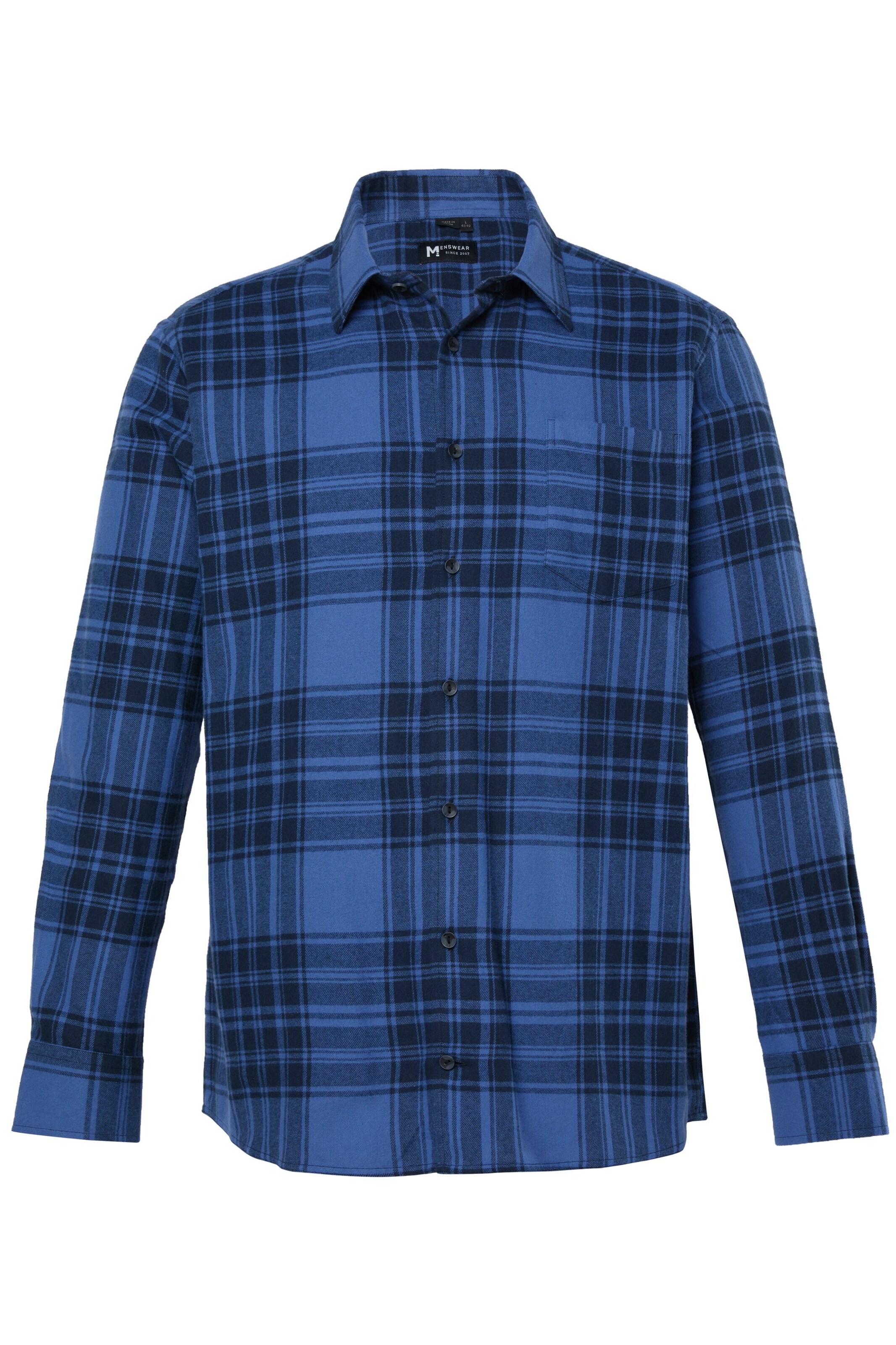 Men Plus Comfort fit Button Up Shirt in Blue: front