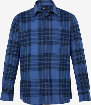 Men Plus Comfort fit Button Up Shirt in Blue: front