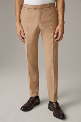 Coupe slim Pantalon à plis ' Kynd ' STRELLSON en beige : devant