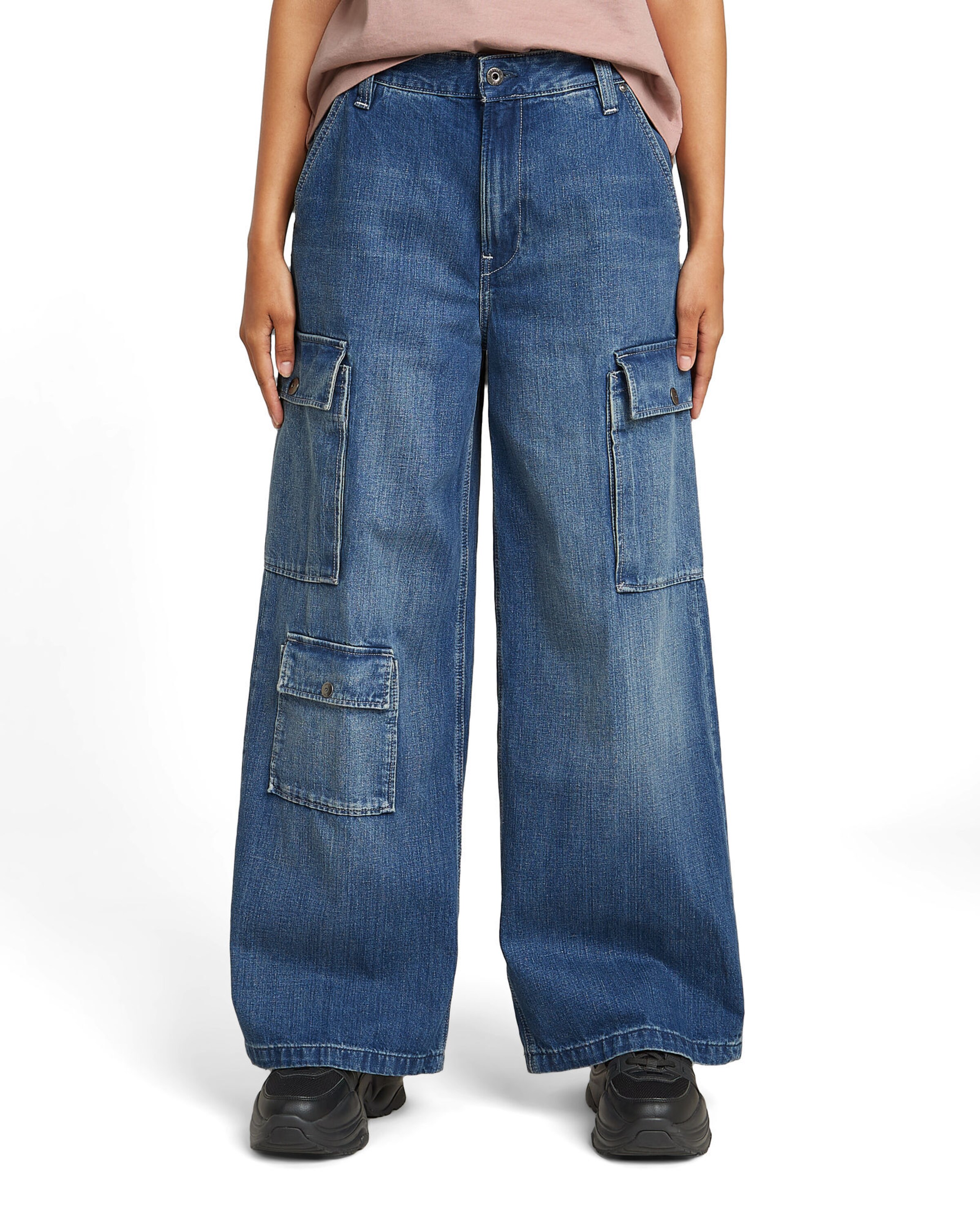 G-STAR Wide leg Cargo jeans 'Mega' in Blue: front