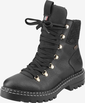 Rieker Lace-Up Ankle Boots in Black: front