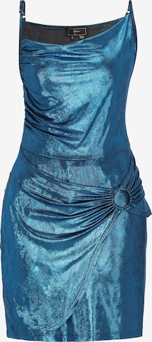 Robe de cocktail faina en bleu : devant