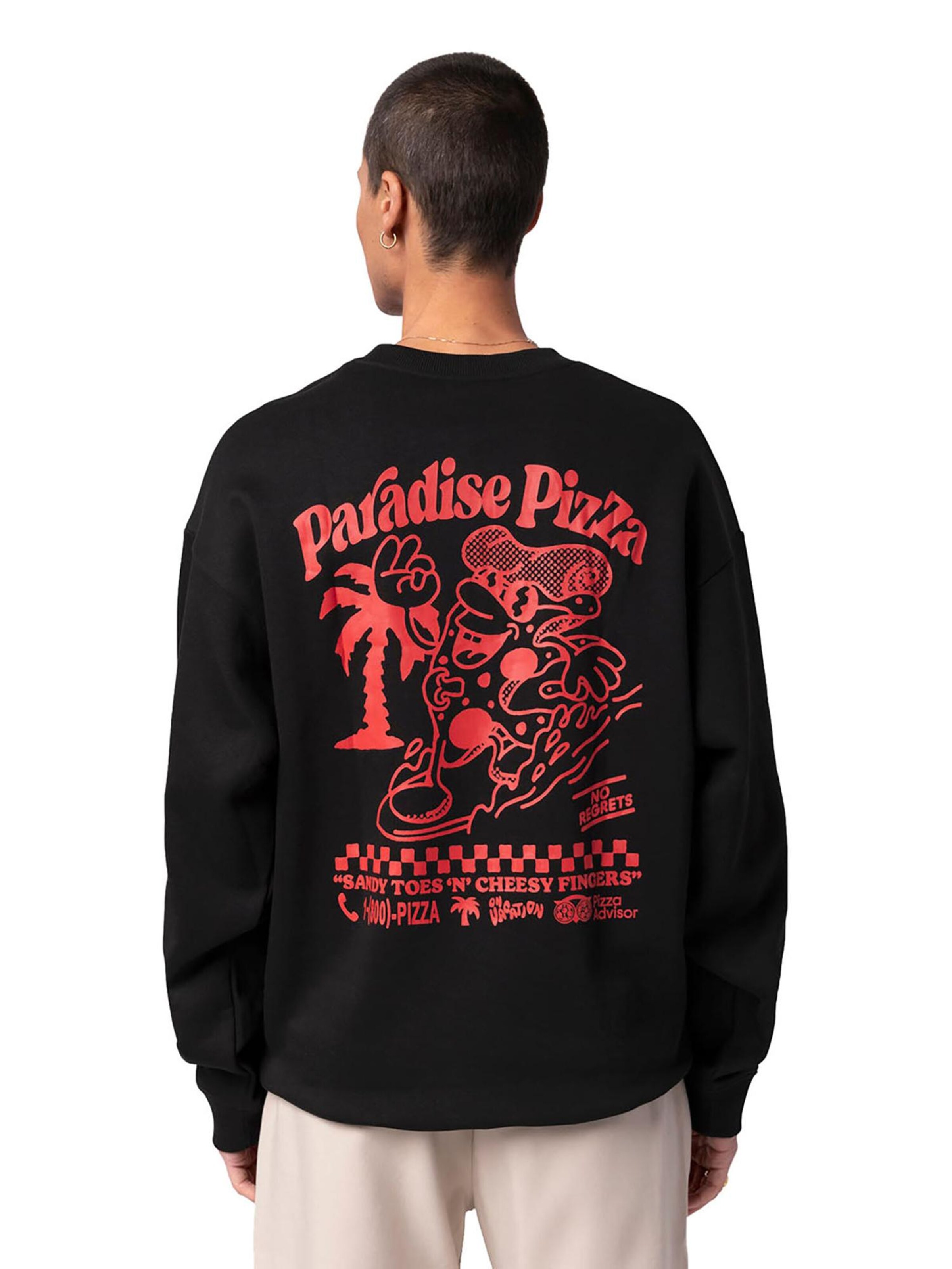 On Vacation Sweater 'Paradiese Pizza' in Black
