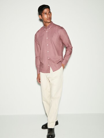 Next Slim fit Button Up Shirt in Purple: front