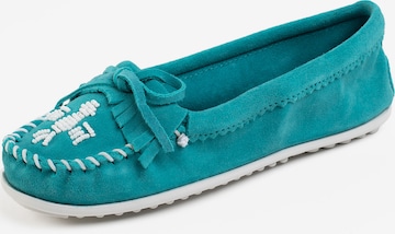 Minnetonka - Mocassins 'Thunderbird Limited Edition' em azul: frente