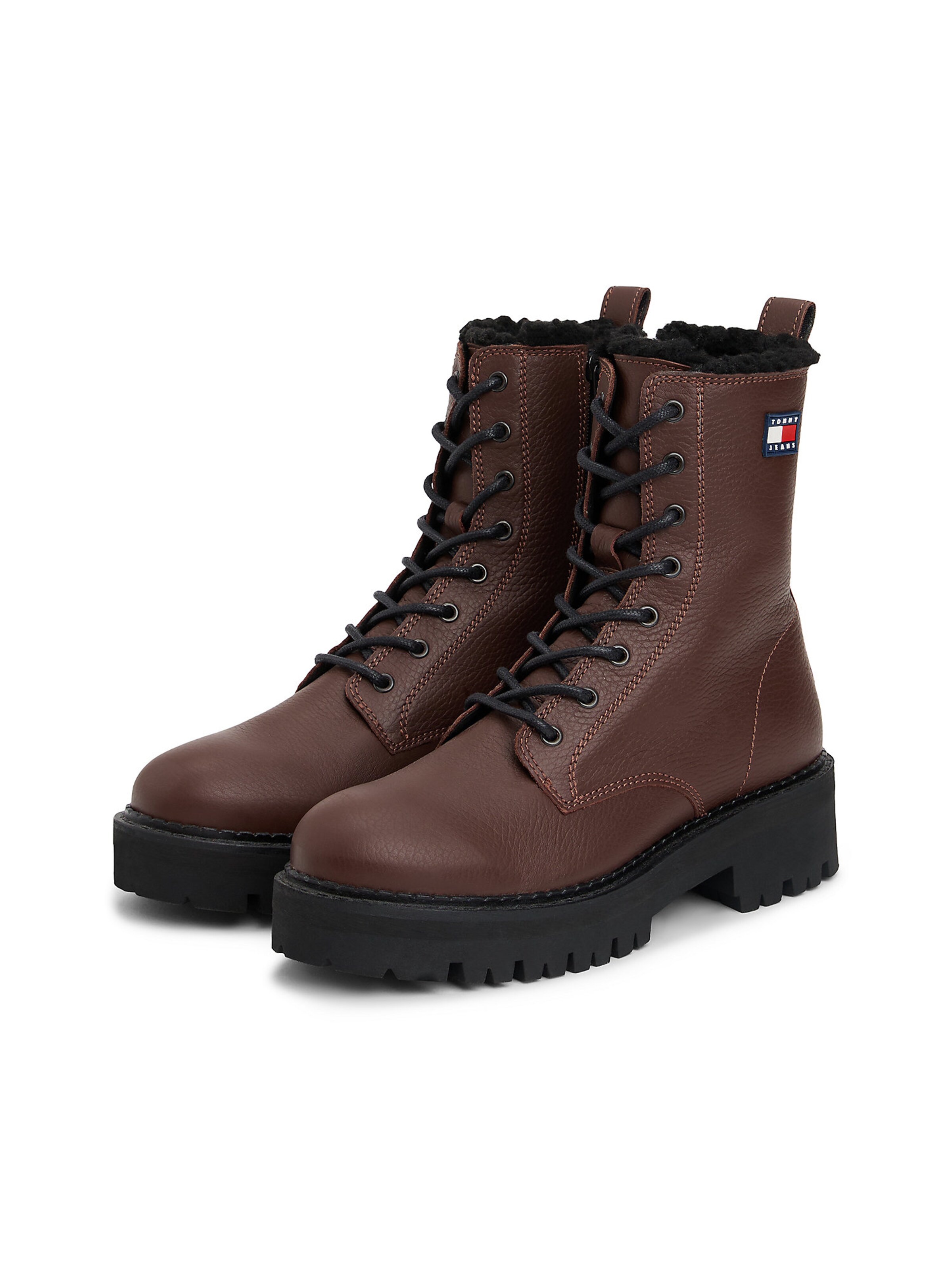 Tommy Jeans Lace-Up Ankle Boots in Brown