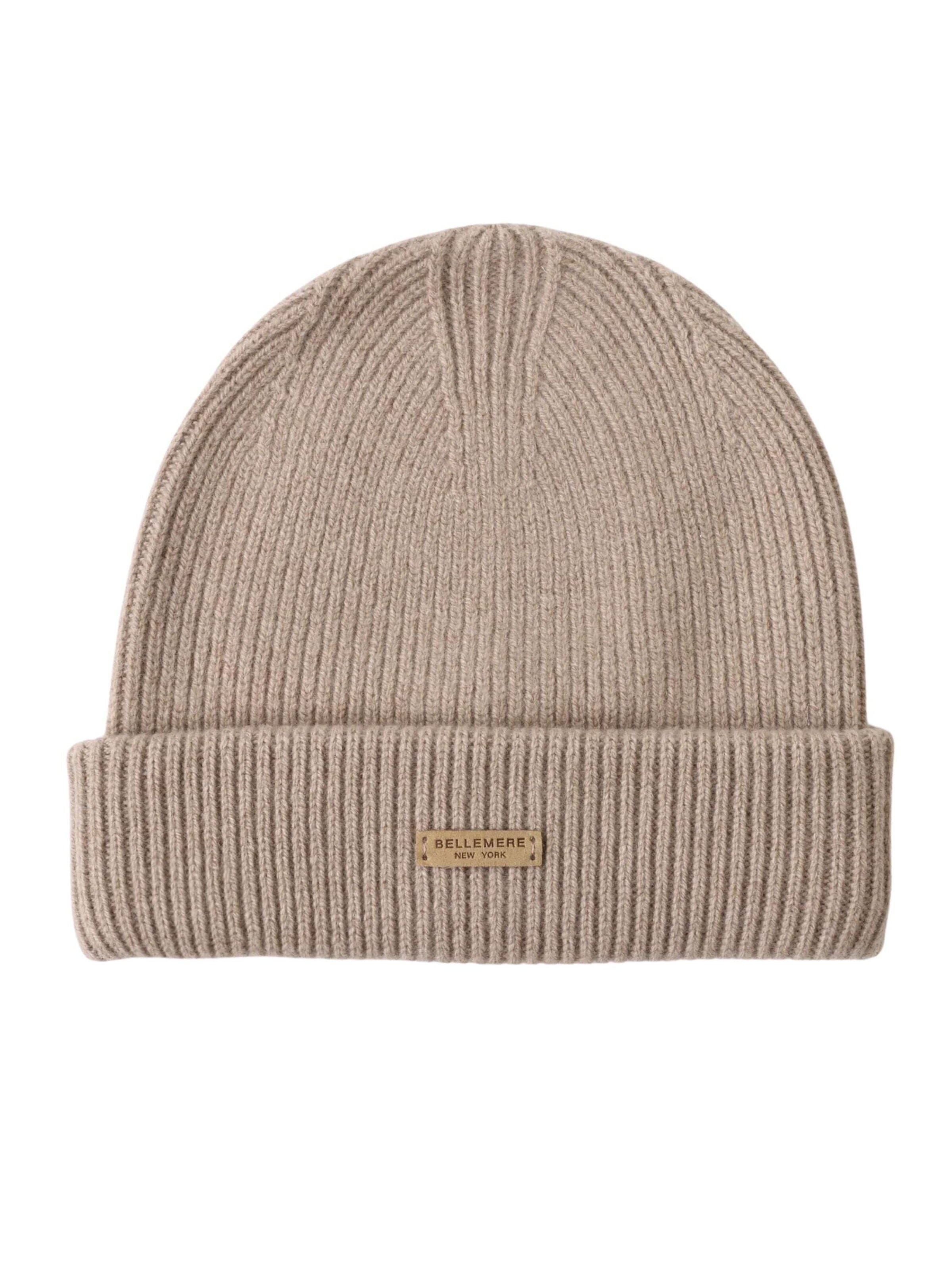 BELLEMERE NEW YORK Beanie 'Gerippte Lammwollmütze' in Beige