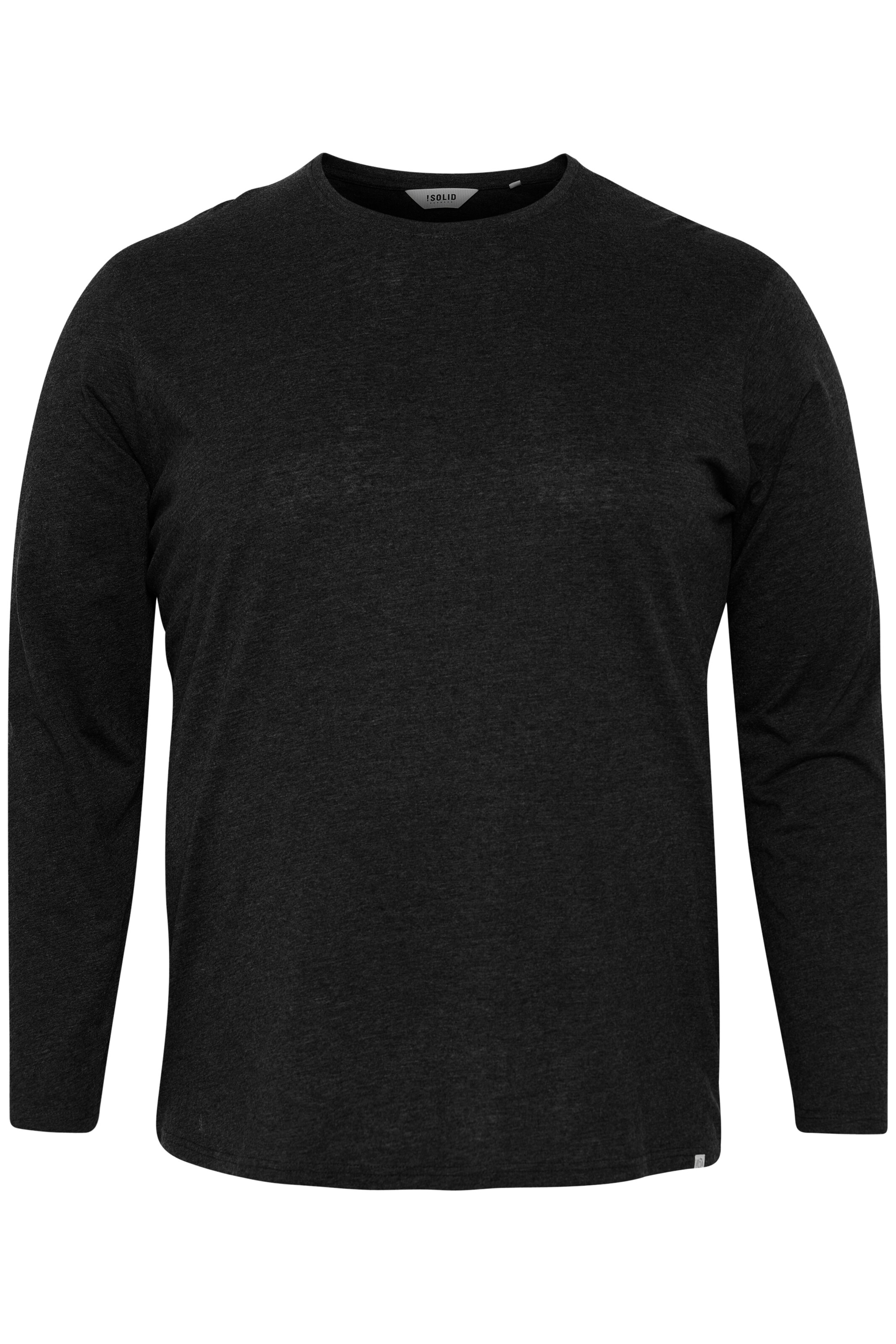 !Solid Langarmshirt Big & Tall in Schwarz: Vorderseite