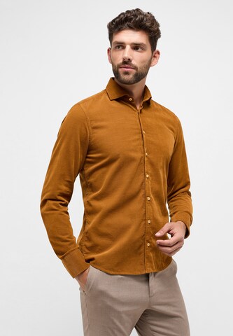 ETERNA Slim fit Button Up Shirt in Brown: front