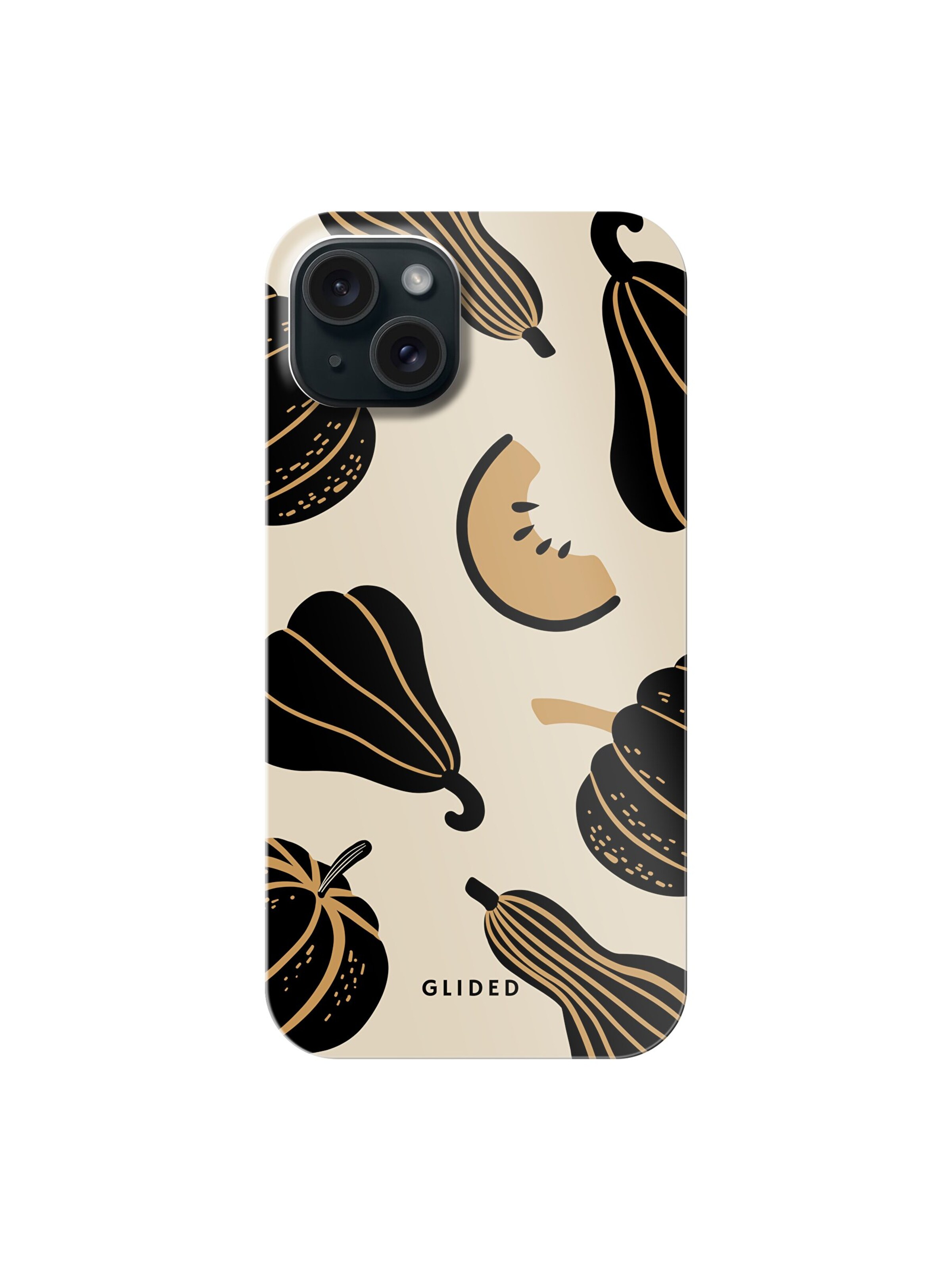 Glided Smartphonehülle 'Beige and Black Pumpkin Glided Handyhülle' in Schwarz: Vorderseite