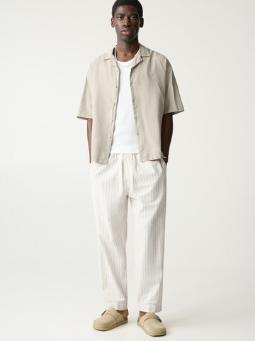 Pull&Bear Comfort fit Button Up Shirt in Beige