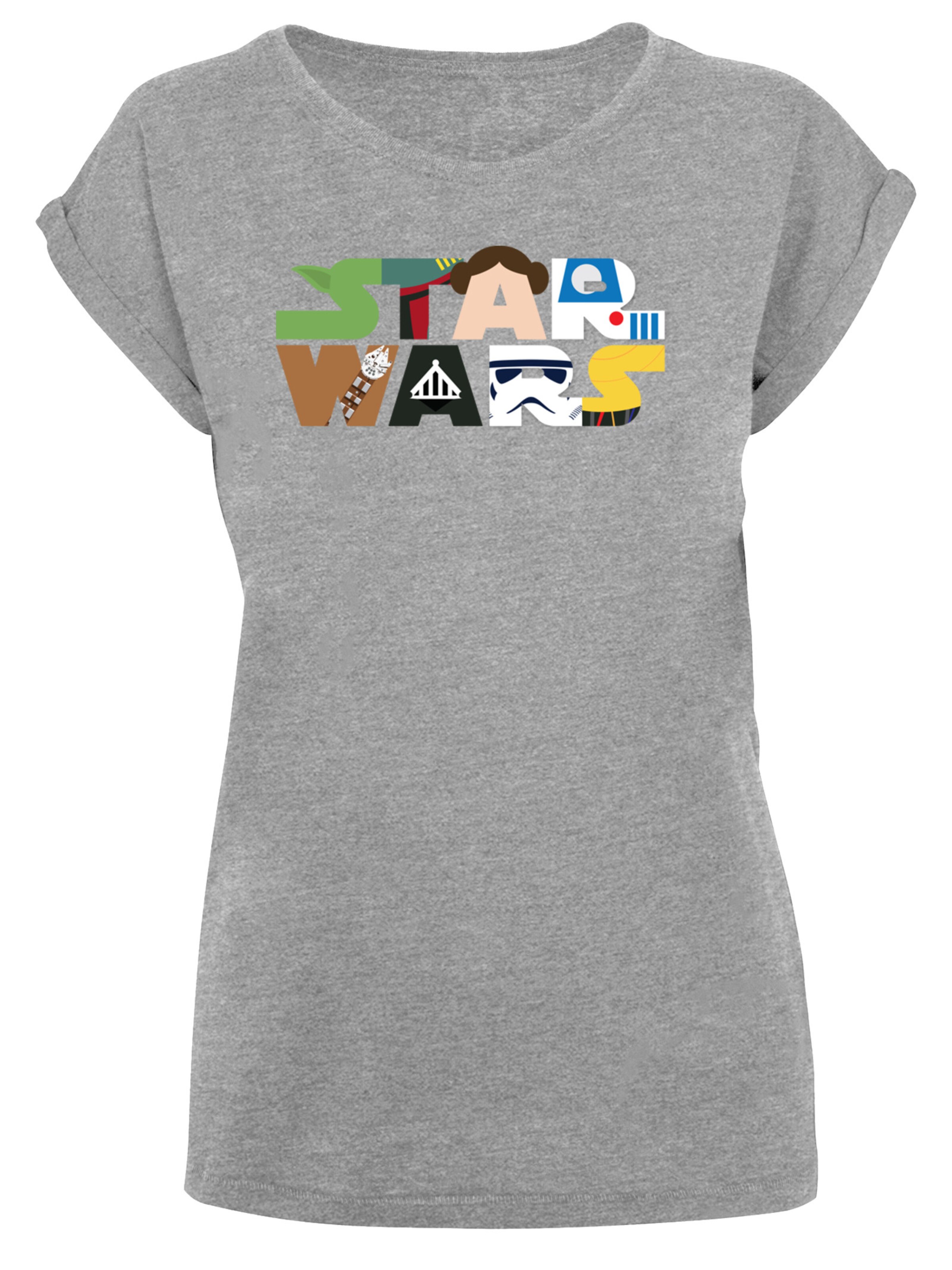 F4NT4STIC Shirt 'Star Wars Character' in Grijs: voorkant