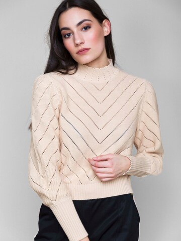 4funkyflavours Trui 'My Jinji' in Beige: voorkant