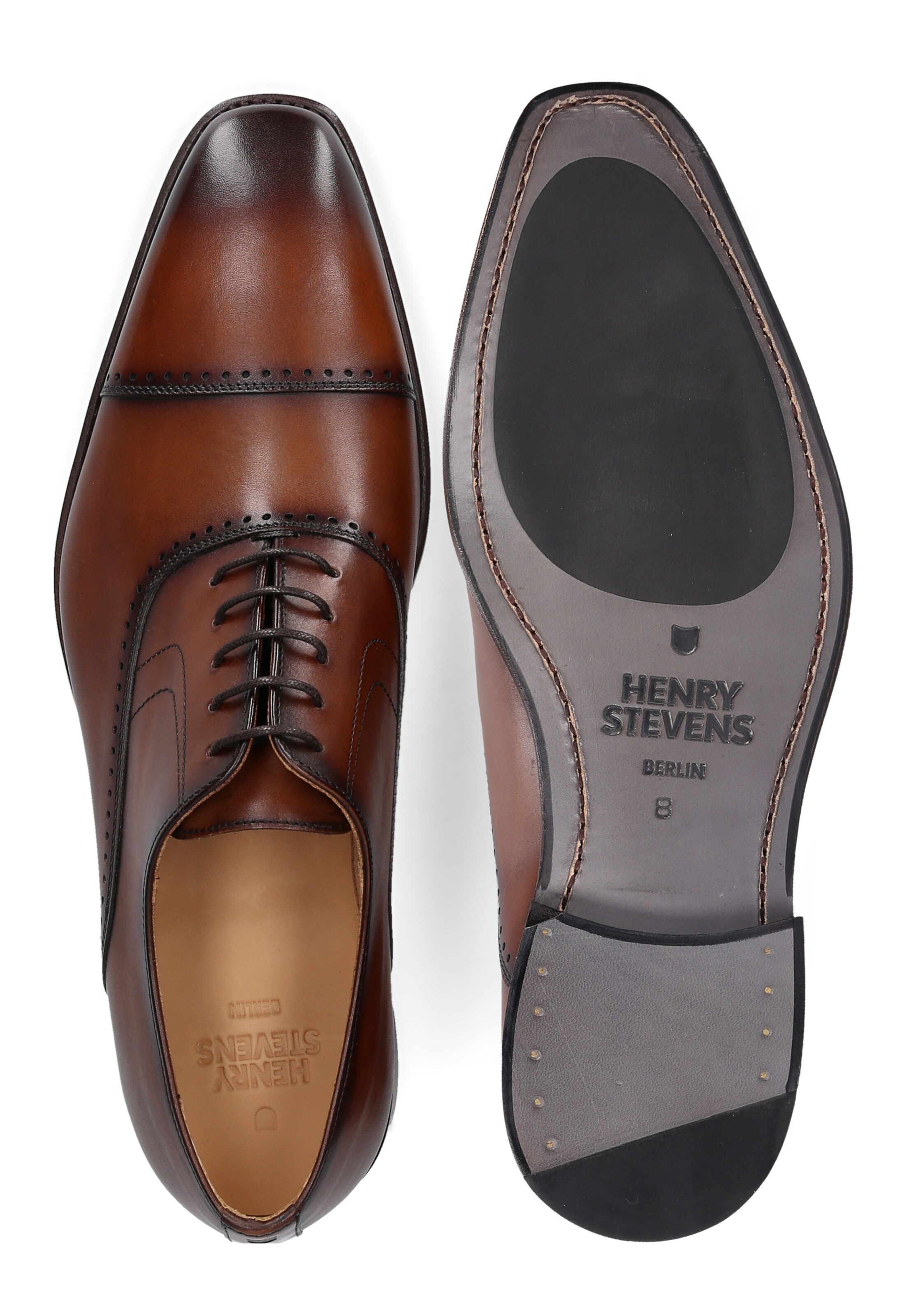 Henry Stevens Veterschoen 'Liam CO Captoe Oxford' in Bruin