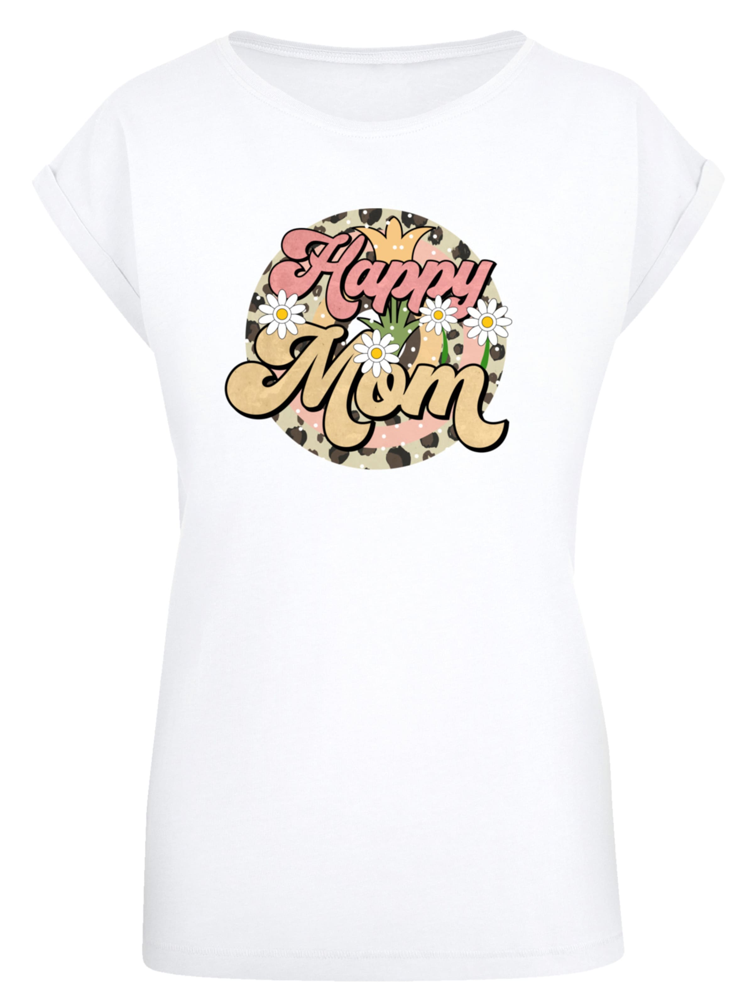 F4NT4STIC T-Shirt 'Mothers Day Floral Design Happy Mom Motherhood Appreciation' in gelb / pink / weiß, Produktansicht