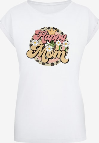 F4NT4STIC T-Shirt 'Mothers Day Floral Design Happy Mom Motherhood Appreciation' in Weiß: Vorderseite