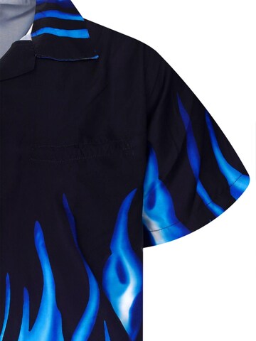 King Kameha Shirt 'Flames' in Blau