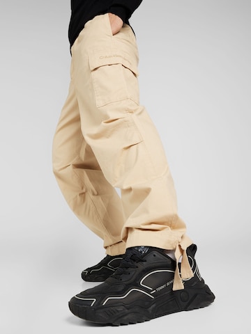 Calvin Klein Jeans Regular Cargo Pants 'ESSENTIAL' in Beige