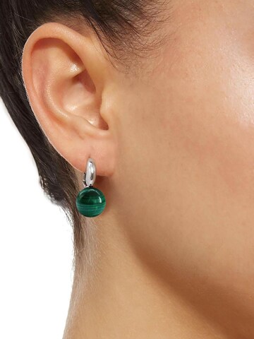 AITCHES Oorbellen 'Jullie Green Malachite Ball Earrings in Sterling Silver' in Groen