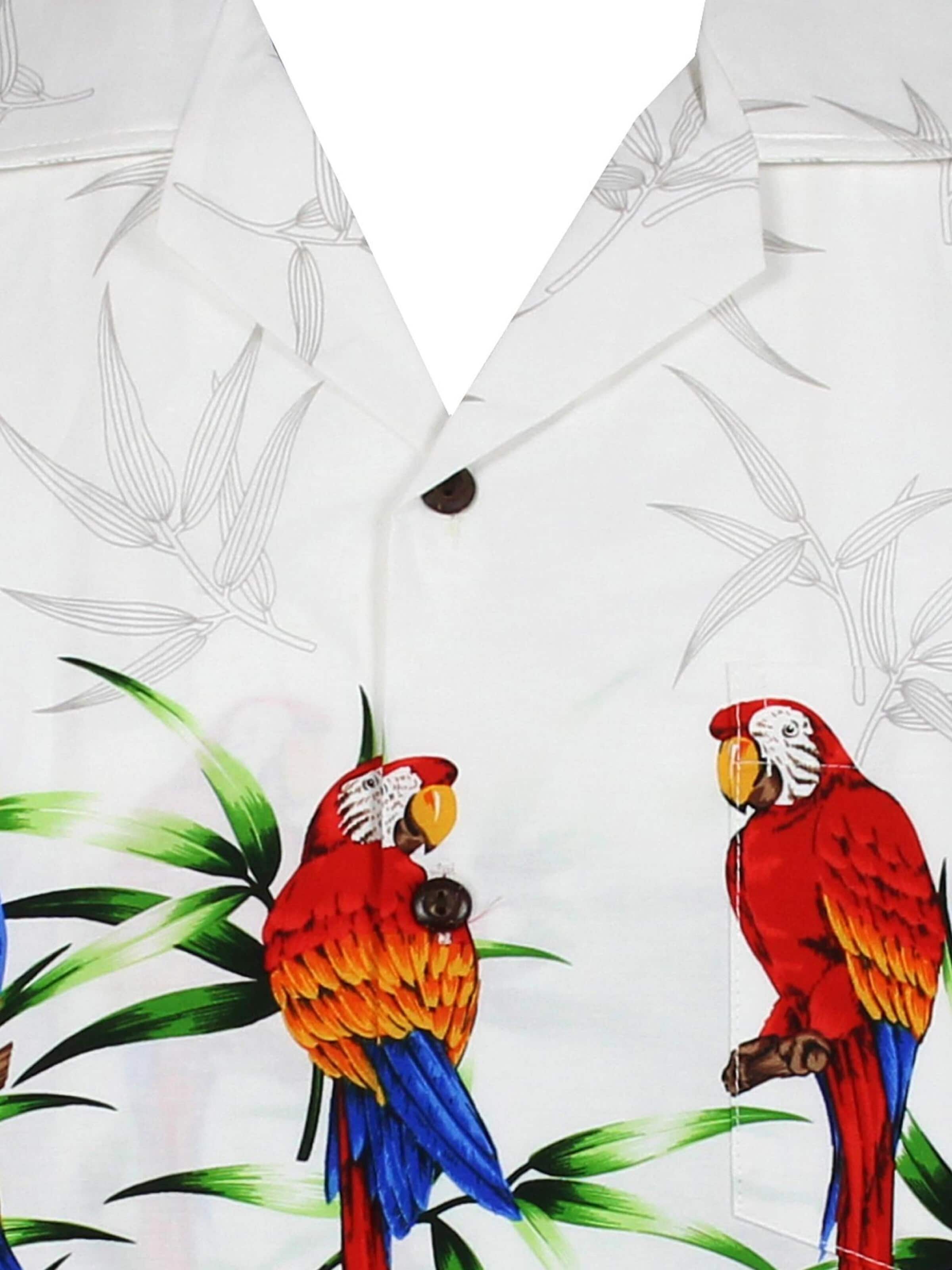 Pacific Legend Regular Fit Hemd 'Papagei'‌ in Weiß