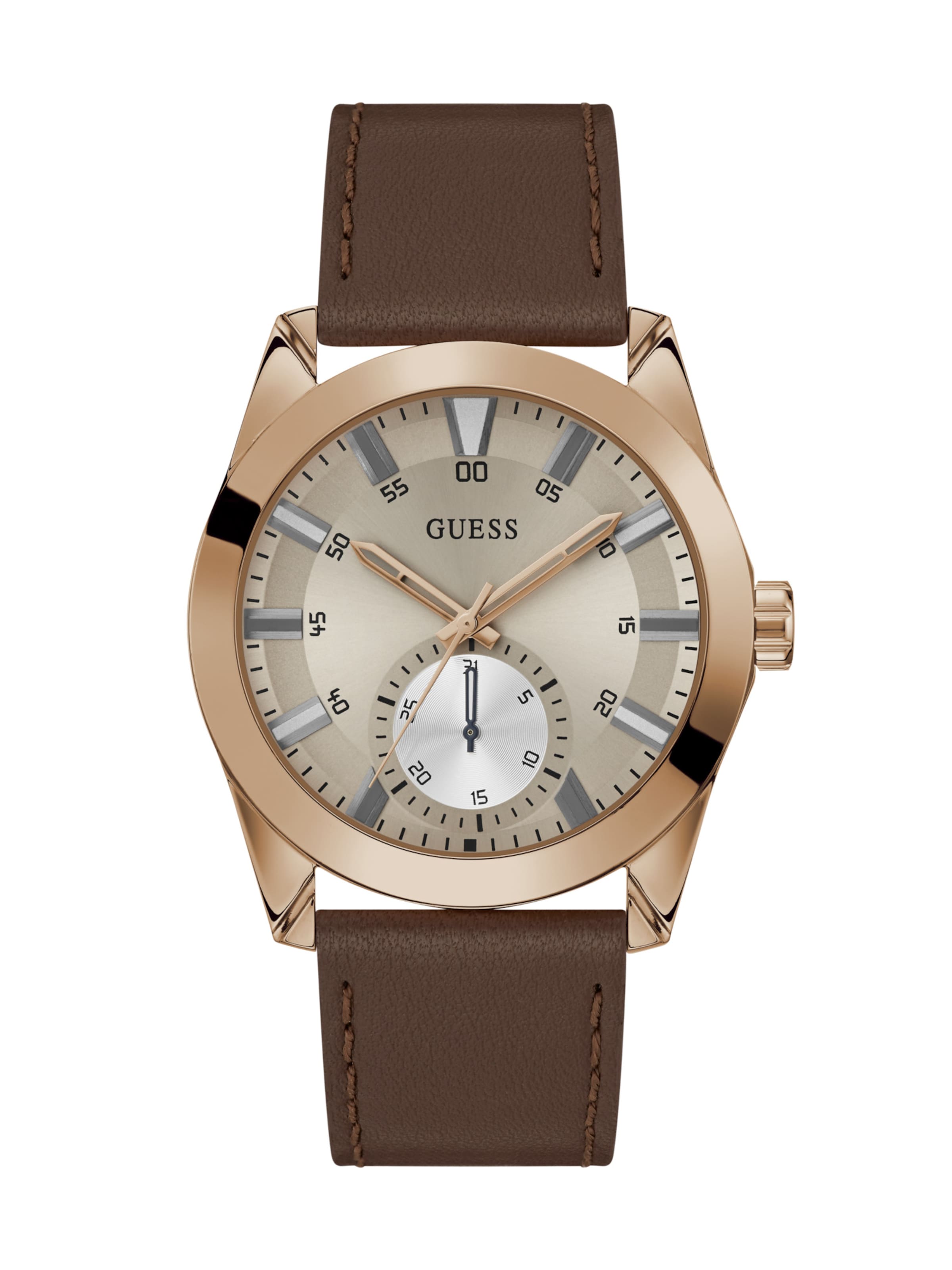 Orologio analogico 'Greyson' di GUESS in marrone: frontale