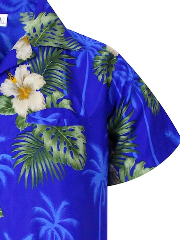 King Kameha Shirt 'Small Flower'‌‌‌‌‌‌‌‌ in Blau