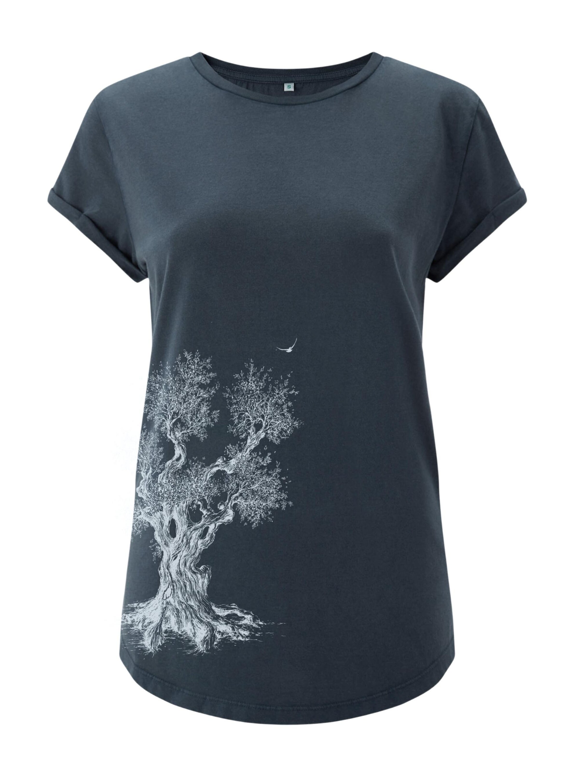 Life-Tree Shirt 'Organic Fairwear  Olive Tree' in Blau: Vorderseite