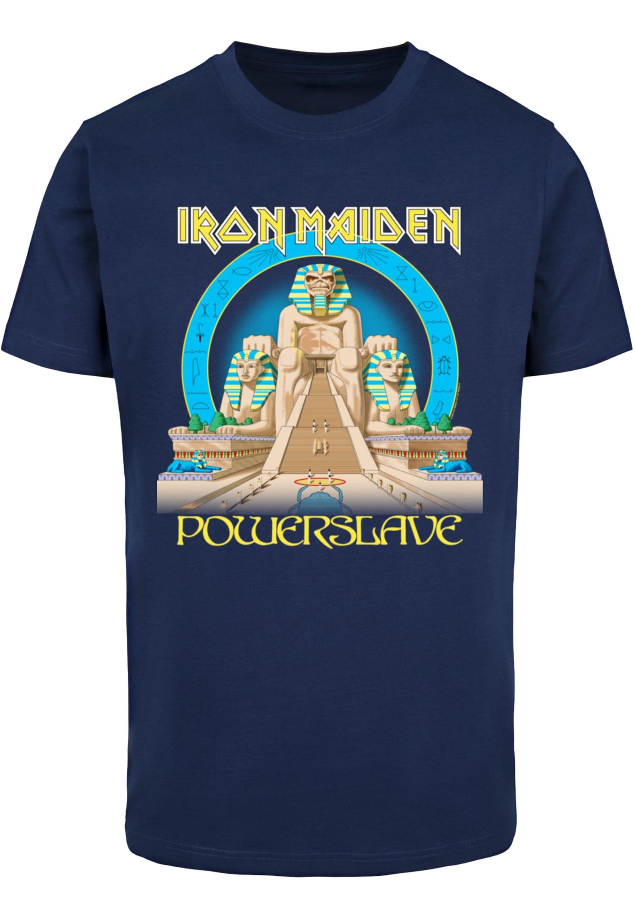 Merchcode Shirt 'Powerslave - World Slavery Tour Egpyt' in Blauw: voorkant