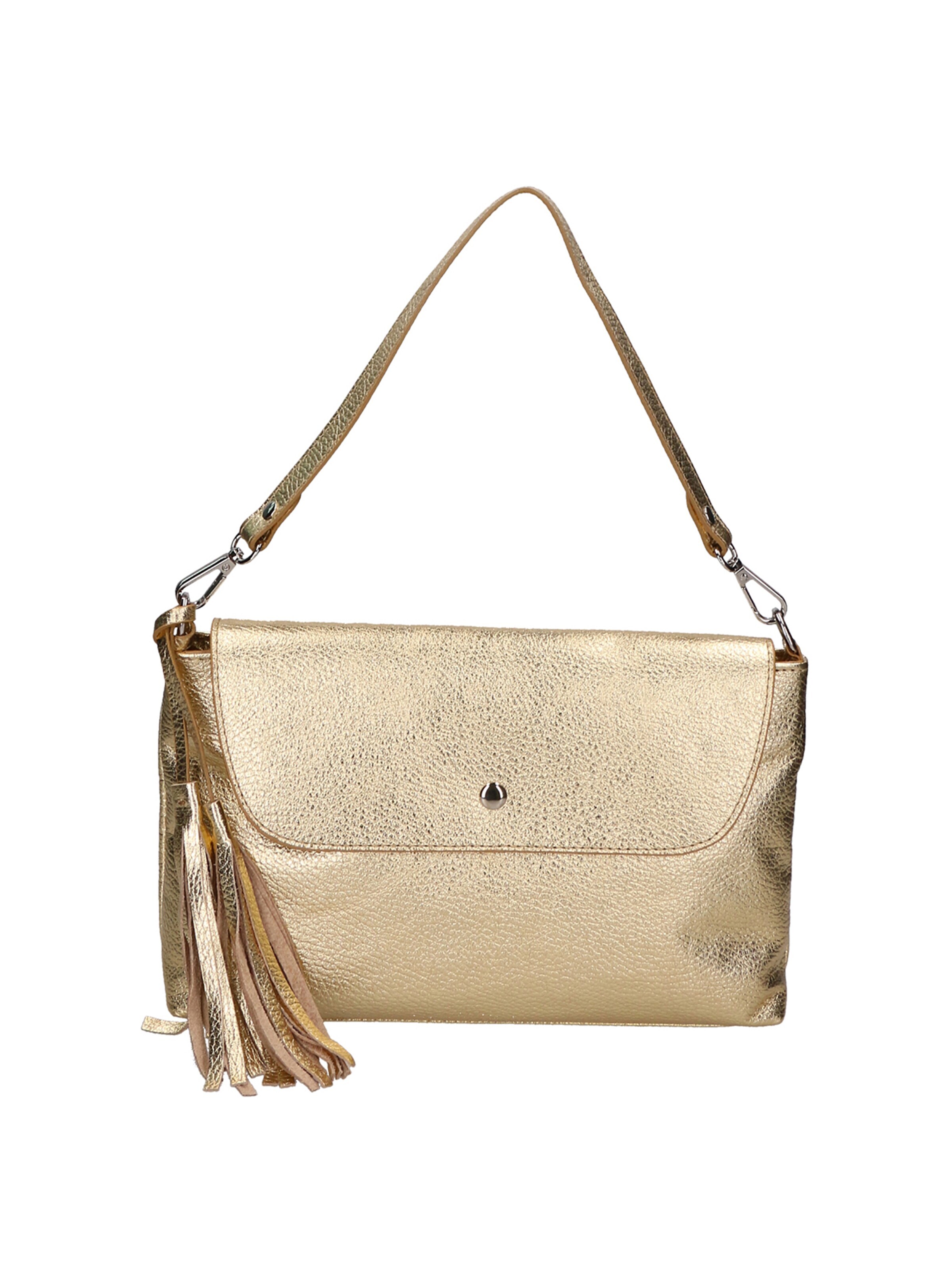 Pochette 'Pochette Donna Pelle Dollaro Laminato con Tracolla Rimovibile - Made in Italy' di Gave Lux in oro: frontale