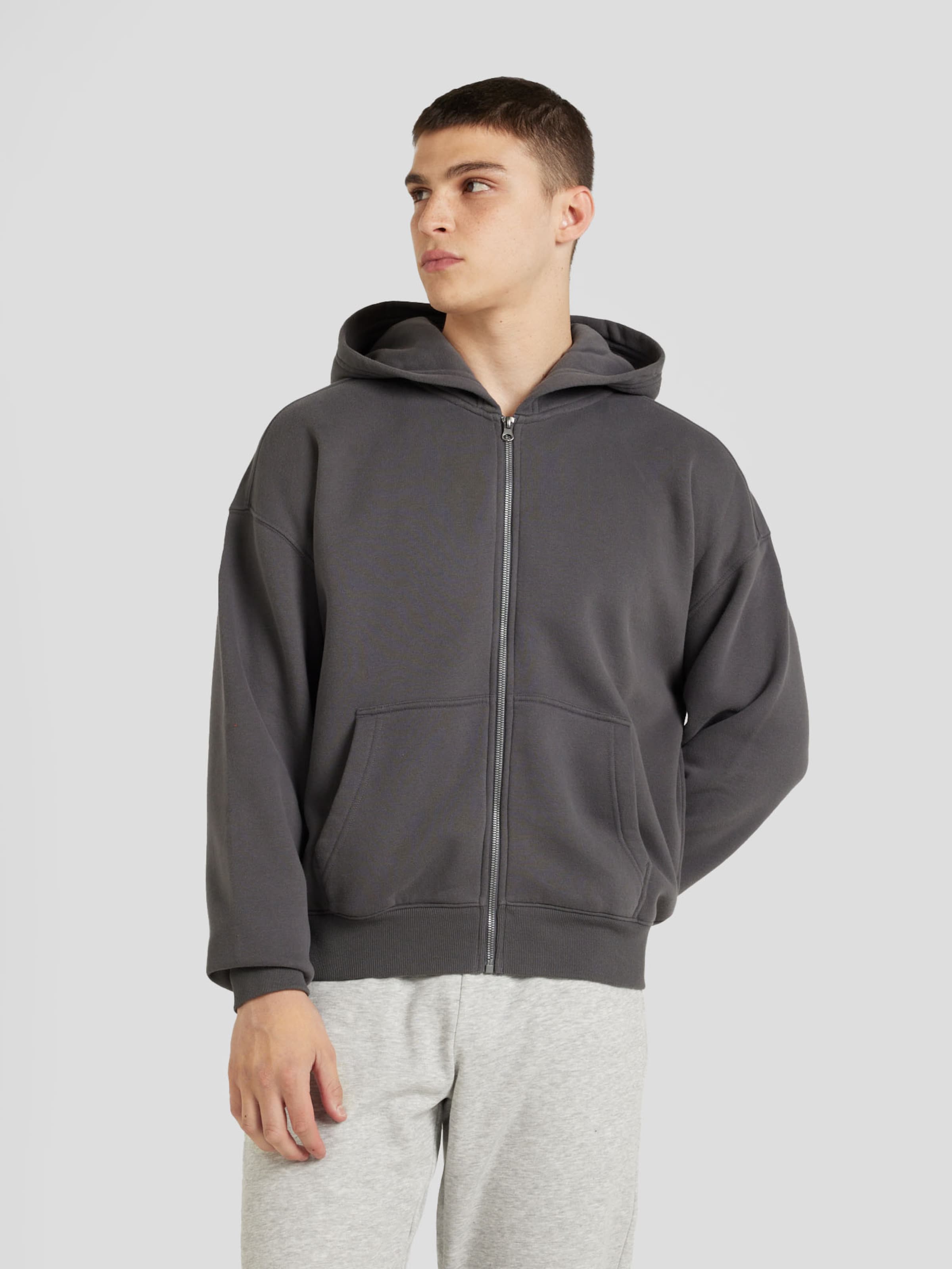 Hollister grey zip up hoodie sale