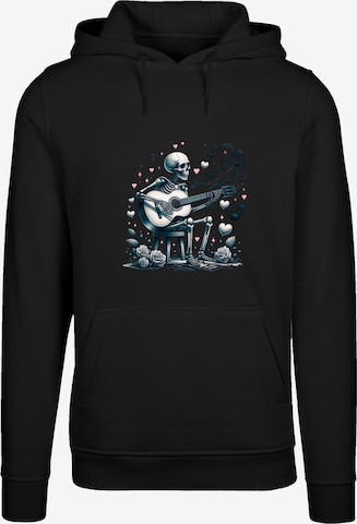 F4NT4STIC Sweatshirt 'Skelett spielt Gitarre, Musik, Liebe' in Zwart: voorkant