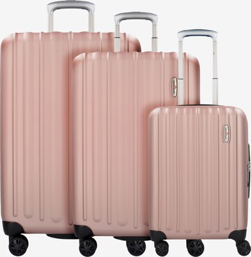 Hardware Suitcase Set in Pink: front