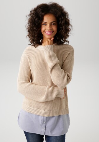 Aniston CASUAL Sweater in Beige: front