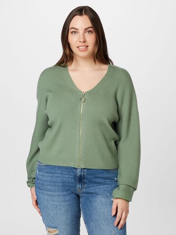 Vero Moda Curve Knit Cardigan 'GOLD' in Green: front