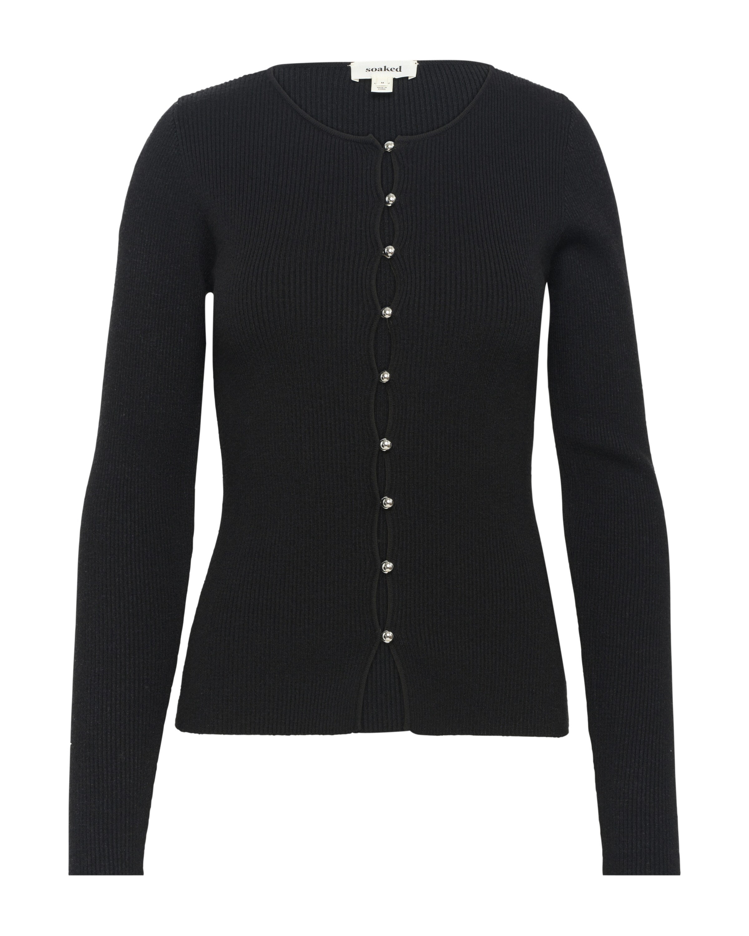 SOAKED IN LUXURY Knit cardigan 'Spina' in Black: front