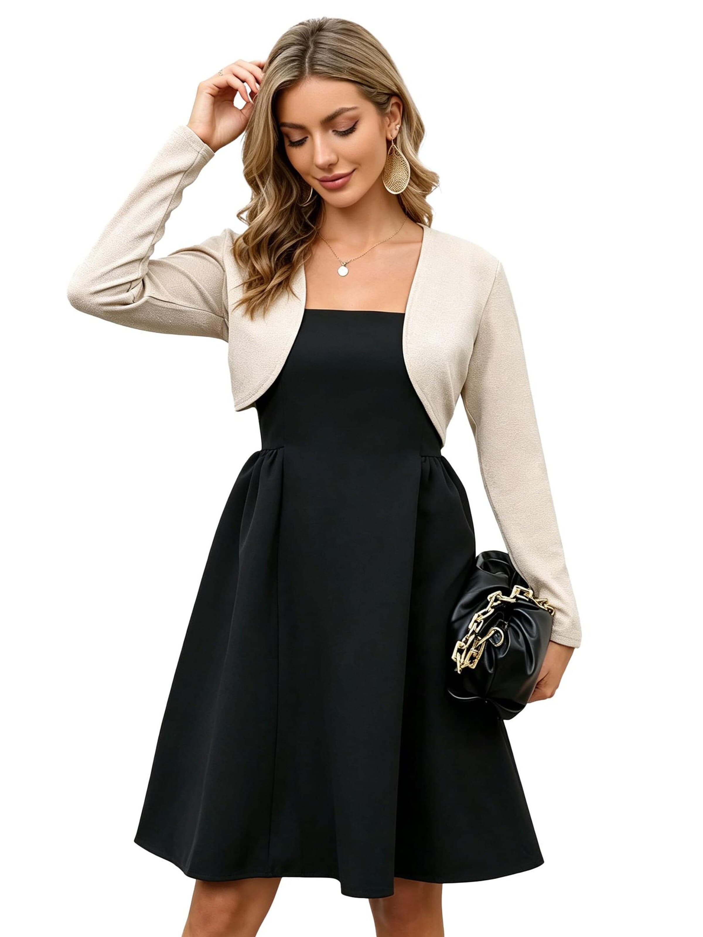 KoJooin Blazer 'Paillettenbesetzte Damenjacke,Abend-Bolero,langärmelig,vorne offen,geschnitten,für formelle Kleider' in Beige