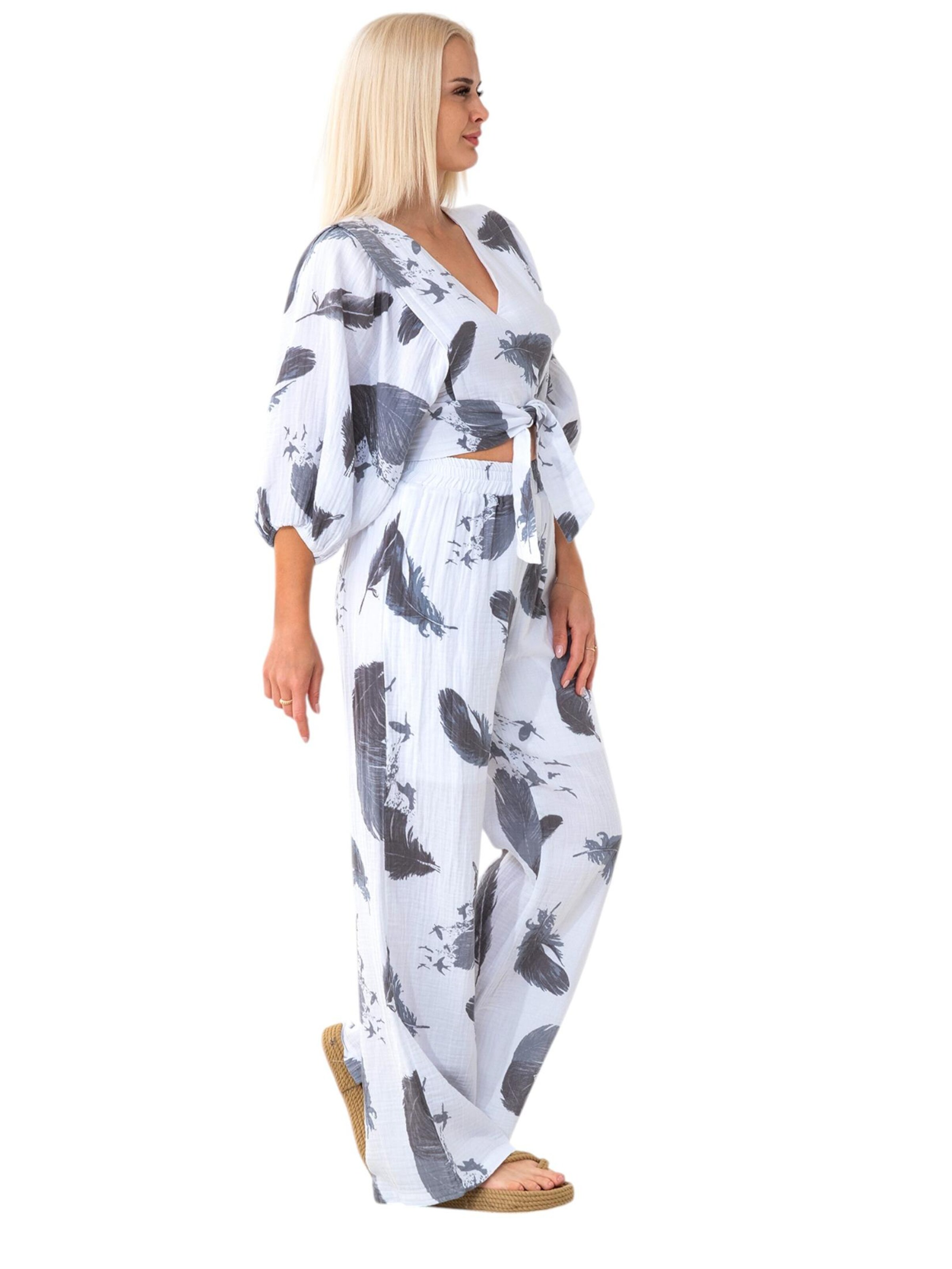 WENOR Hjemmedragt 'FLOWSET' i grå