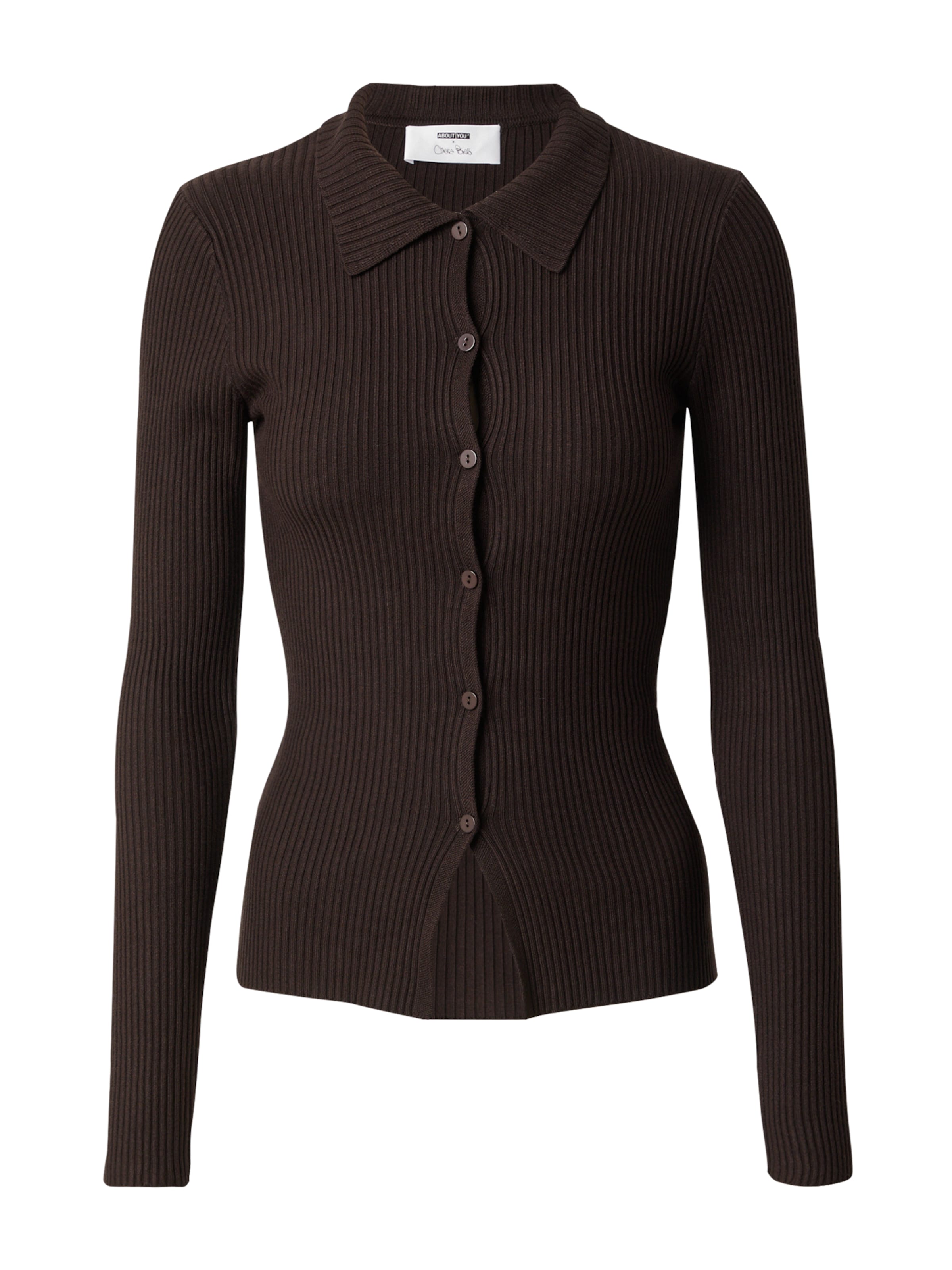 ABOUT YOU x Chiara Biasi Плетена жилетка 'Thea' в тъмнокафяво, Преглед на продукта