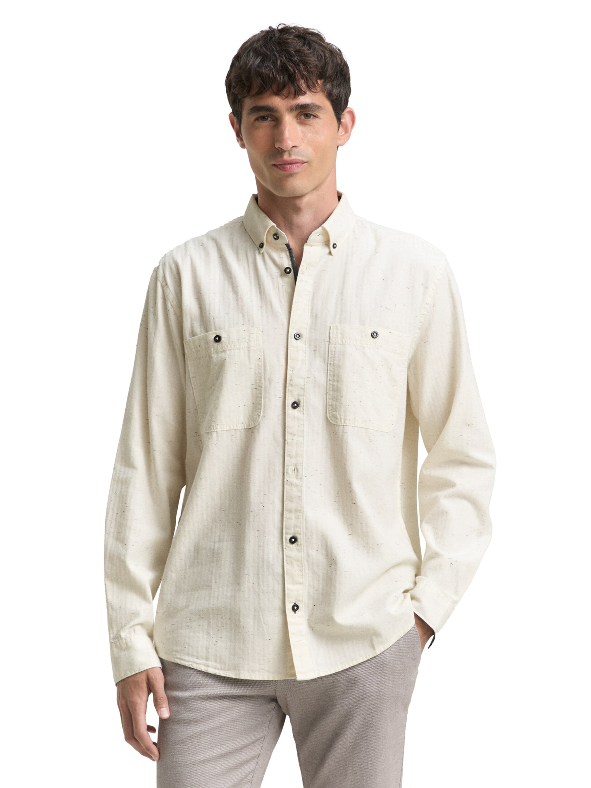 Coupe regular Chemise TOM TAILOR en blanc : devant