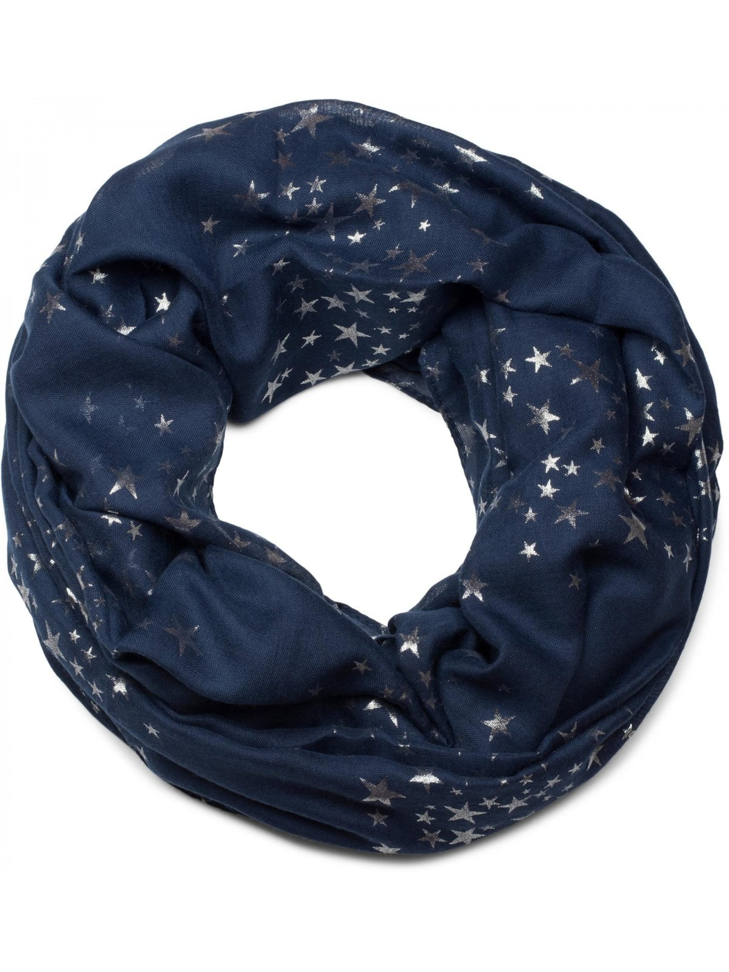 styleBREAKER Loop scarf 'Loop Schal mit Metallic Sterne Print' in Blue: front