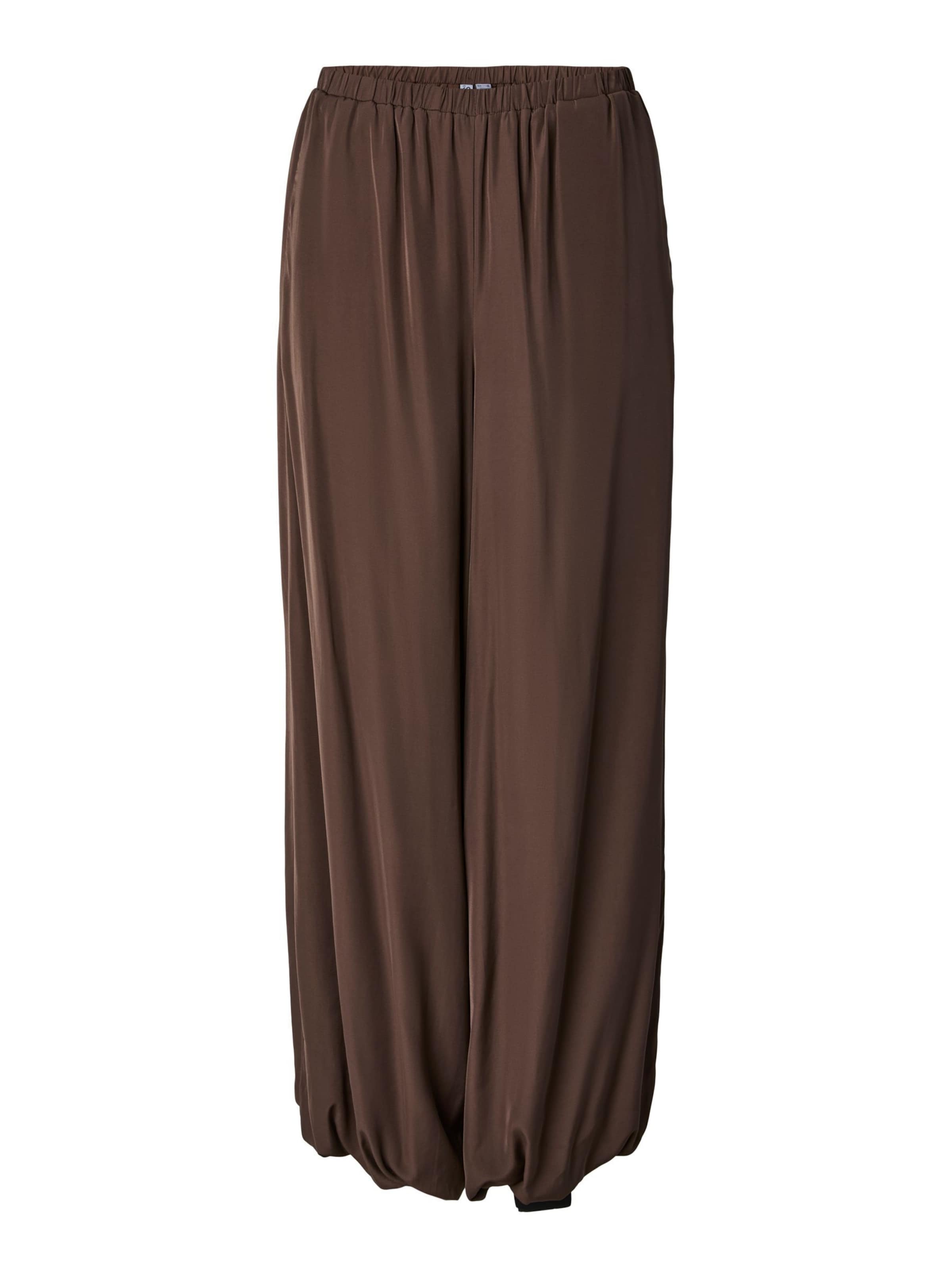 Wide Leg Pantalon 'PCJilia' PIECES en marron : devant